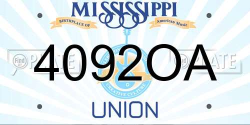 4092OA Mississippi License Plate