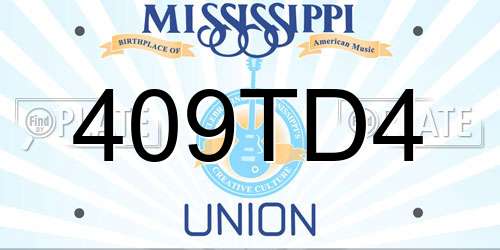 409TD4 Mississippi License Plate