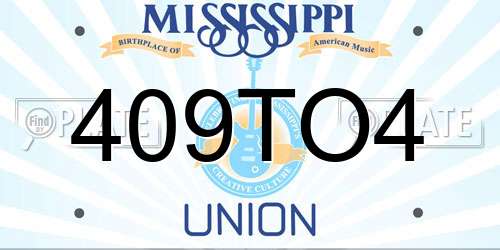 409TO4 Mississippi License Plate