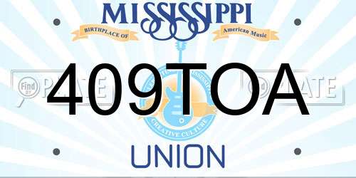 409TOA Mississippi License Plate