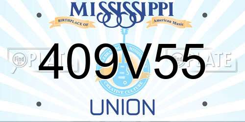 409V55 Mississippi License Plate