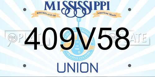 409V58 Mississippi License Plate