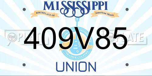 409V85 Mississippi License Plate