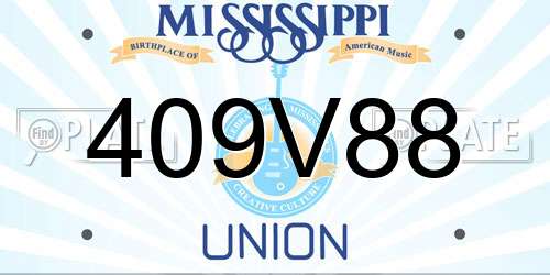 409V88 Mississippi License Plate