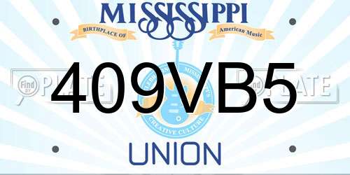 409VB5 Mississippi License Plate