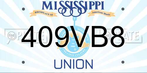 409VB8 Mississippi License Plate