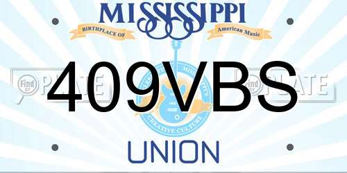 409VBS Mississippi License Plate