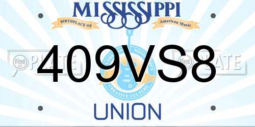 409VS8 Mississippi License Plate