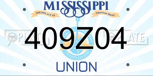 409Z04 Mississippi License Plate