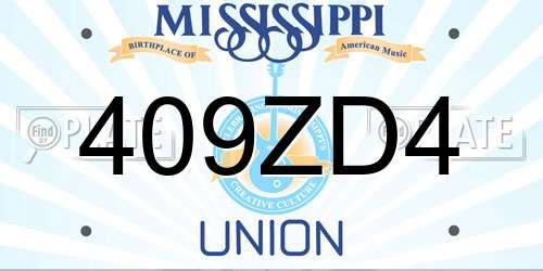 409ZD4 Mississippi License Plate