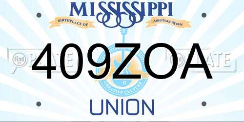 409ZOA Mississippi License Plate