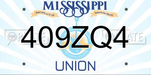 409ZQ4 Mississippi License Plate