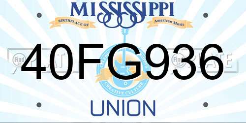 40FG936 Mississippi License Plate