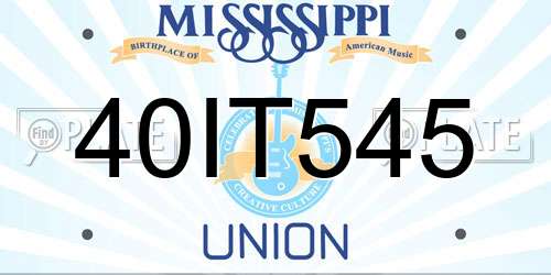 40IT545 Mississippi License Plate