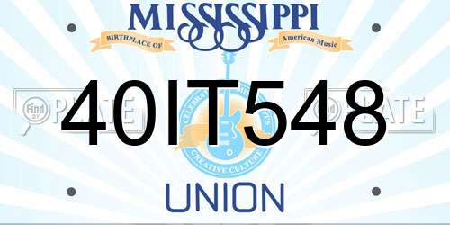 40IT548 Mississippi License Plate