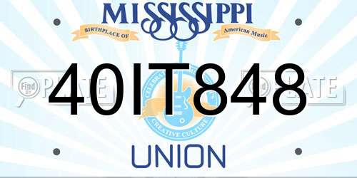 40IT848 Mississippi License Plate