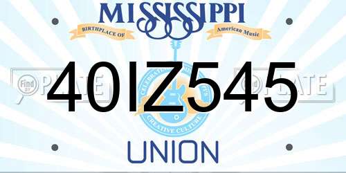 40IZ545 Mississippi License Plate