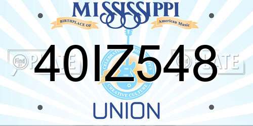 40IZ548 Mississippi License Plate
