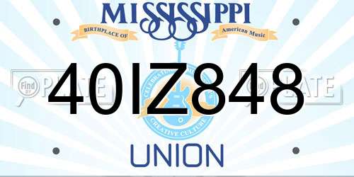 40IZ848 Mississippi License Plate