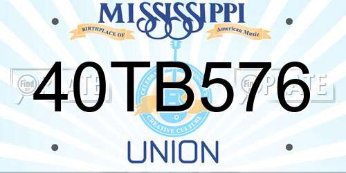 40TB576 Mississippi License Plate