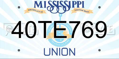 40TE769 Mississippi License Plate