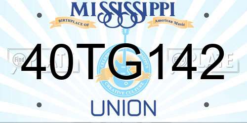 40TG142 Mississippi License Plate