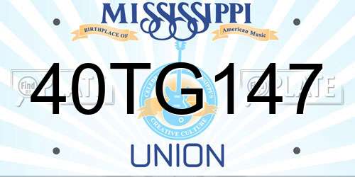 40TG147 Mississippi License Plate
