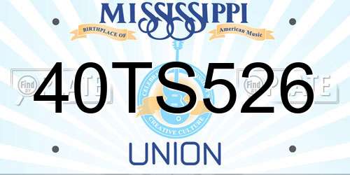 40TS526 Mississippi License Plate