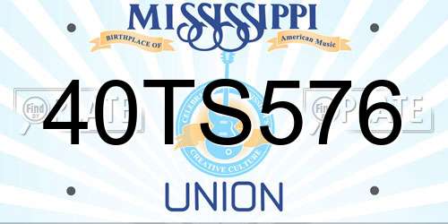 40TS576 Mississippi License Plate