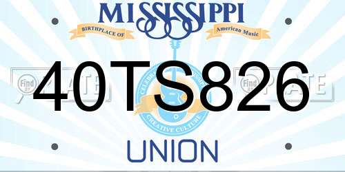 40TS826 Mississippi License Plate