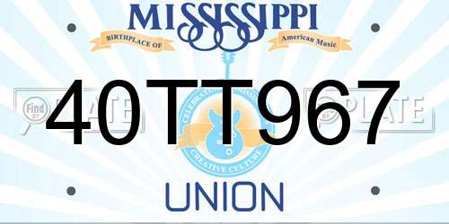 40TT967 Mississippi License Plate