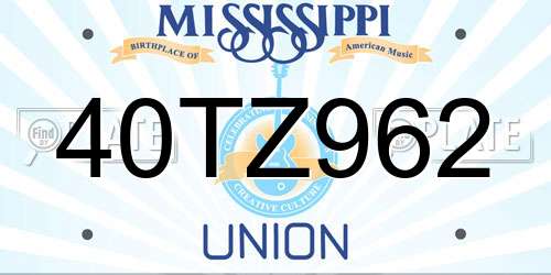 40TZ962 Mississippi License Plate
