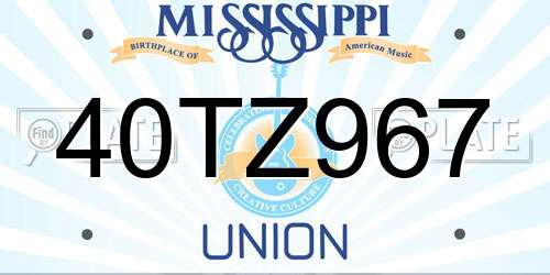 40TZ967 Mississippi License Plate