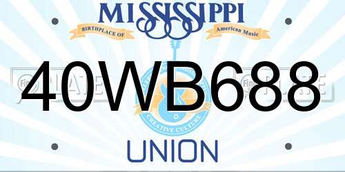 40WB688 Mississippi License Plate
