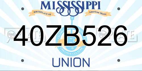 40ZB526 Mississippi License Plate