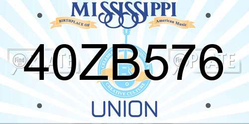 40ZB576 Mississippi License Plate