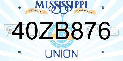 40ZB876 Mississippi License Plate