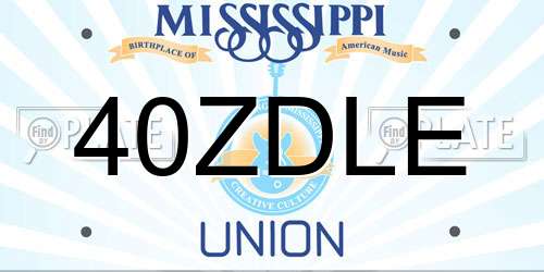 40ZDLE Mississippi License Plate