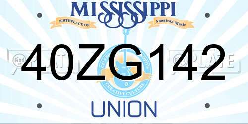40ZG142 Mississippi License Plate