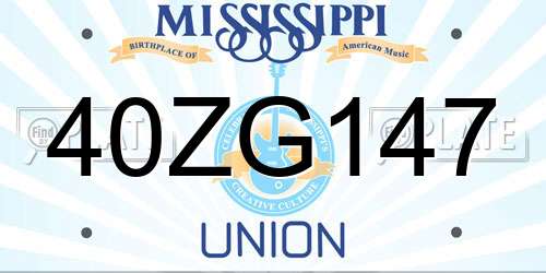 40ZG147 Mississippi License Plate