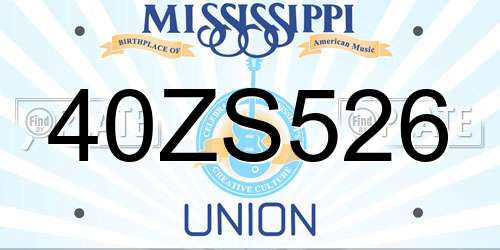 40ZS526 Mississippi License Plate