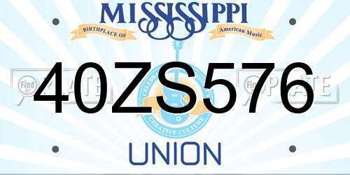 40ZS576 Mississippi License Plate