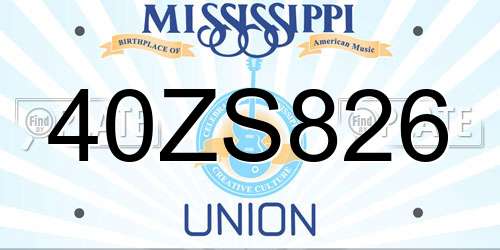 40ZS826 Mississippi License Plate