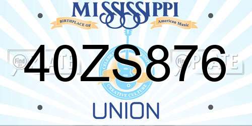 40ZS876 Mississippi License Plate