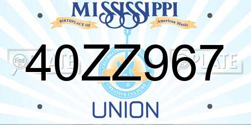 40ZZ967 Mississippi License Plate