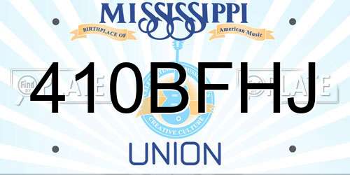 410BFHJ Mississippi License Plate