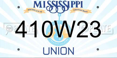 410W23 Mississippi License Plate