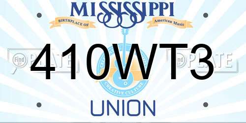 410WT3 Mississippi License Plate
