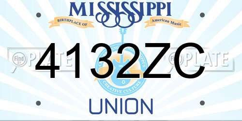 4132ZC Mississippi License Plate