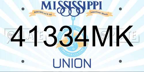 41334MK Mississippi License Plate